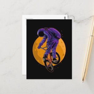 Astronaut Riding Bmx Bike On The Moon Halloween Postcard