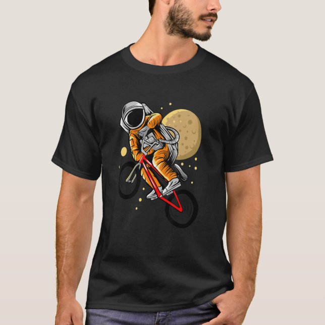 Astronaut Riding Bmx Moon Space Boys Girls Kids As T-Shirt (Front)