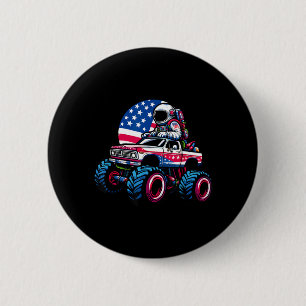 Astronaut Riding Monster Truck 4th Of July 6 Cm Round Badge