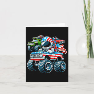 Astronaut Riding Monster Truck 4th Of July Card