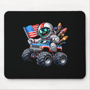 Astronaut Riding Monster Truck 4th Of July Mouse Mat