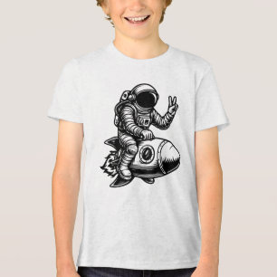 Astronaut Riding on Rocket Tri-Blend Shirt