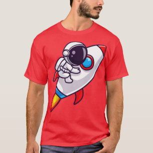 Astronaut Riding Rocket Cartoon1 T-Shirt