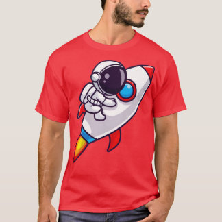 Astronaut Riding Rocket Cartoon1 T-Shirt