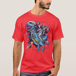 Astronaut Riding T-Rex Dinosaur Astro T-Rex Space T-Shirt