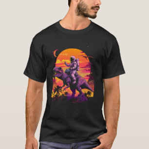 Astronaut Riding T-Rex Dinosaur Space Boys Funny S T-Shirt