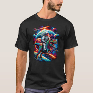 Astronaut Riding T-Rex Dinosaur Space T-Shirt