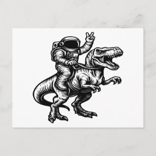 Astronaut Riding T Rex Holiday Postcard