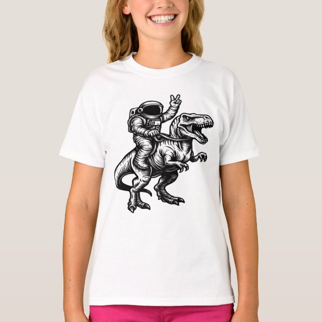 Astronaut Riding T Rex T-Shirt (Front)