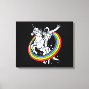 Astronaut Riding Unicorn Canvas Print