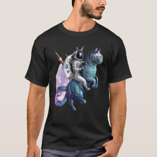 Astronaut Riding Unicorn Cat In Space T-Shirt