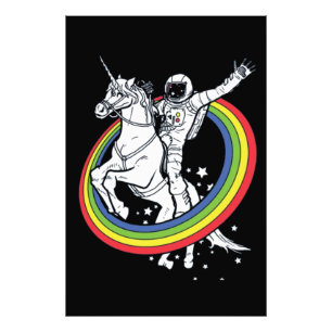 Astronaut Riding Unicorn Photo Print