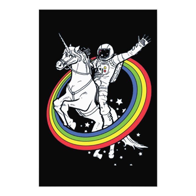 Astronaut Riding Unicorn  Photo Print (Front)