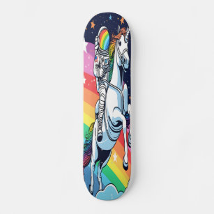 Astronaut Riding Unicorn Rainbow Board, Designer Skateboard
