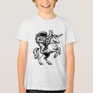 Astronaut Riding Unicorn Tri-Blend Shirt