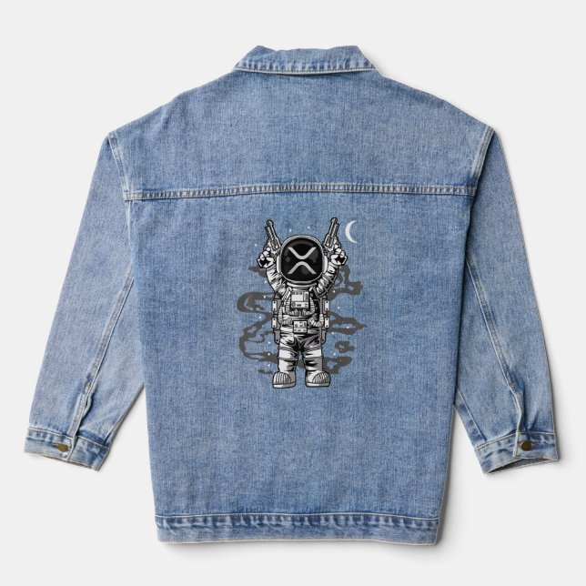 Astronaut Ripple Xrp Coin To The Moon Crypto Token Denim Jacket (Back)