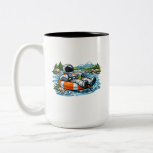 Astronaut River Tubing Two-Tone Coffee Mug