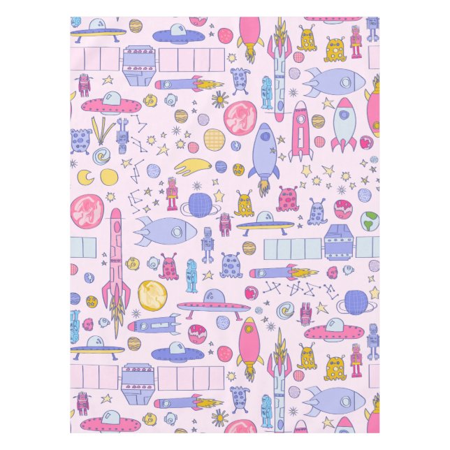 astronaut robot alien rocket ufo sci-fi spaceship tablecloth (Front)