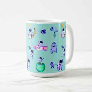 Astronaut rocket earth space coffee mug