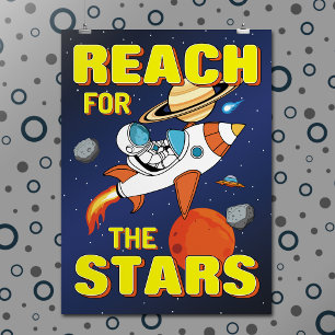 Astronaut Rocket Inspirational Quote Outer Space Poster