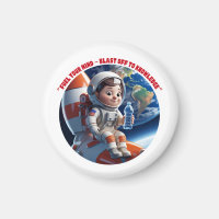"Astronaut Rocket Magnet 