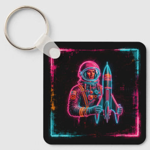 Astronaut Rocket Man Art Key Ring