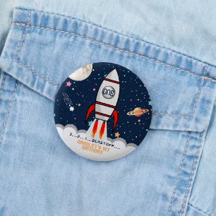 Astronaut Rocket Outer Space 1st Birthday 6 Cm Round Badge