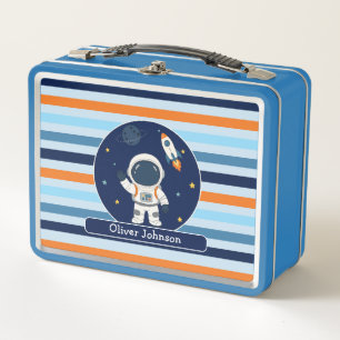 Astronaut Rocket Outer Space Kids Metal Lunch Box