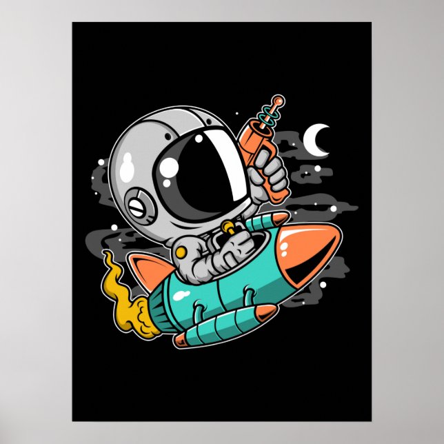 Astronaut Rocket Riding Poster (Front)