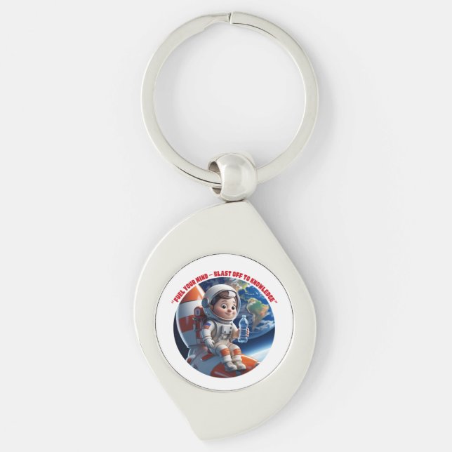 “Astronaut Rocket Ship Space Adventure Keychain” Key Ring (Front)
