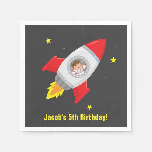 Astronaut Rocket Ship Space Party Supplies Napkins (Front)
