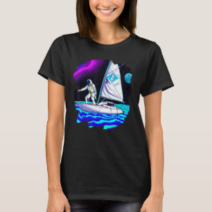 Astronaut Sailing on Boat in Space Ocean Lake Cool T-Shirt