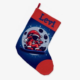 Astronaut Santa in Space Large Christmas Stocking