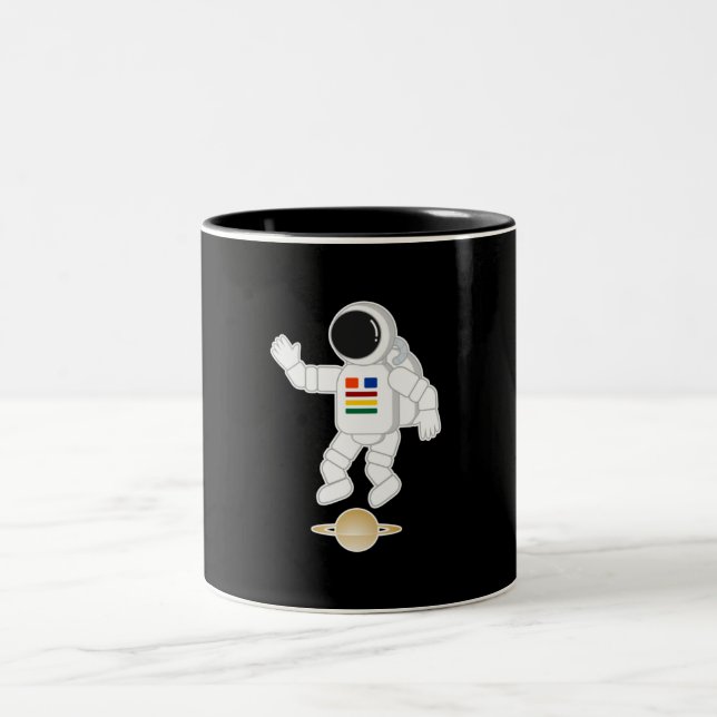 Astronaut Saturn Two-Tone Coffee Mug (Center)