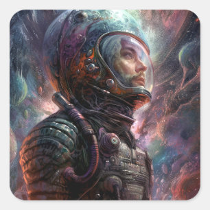 Astronaut Science Fiction Art Square Sticker