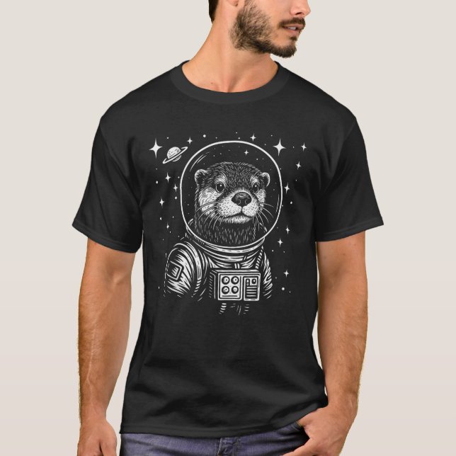 Astronaut Sea Otter Space Galaxy  T-Shirt (Front)