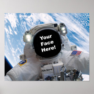 Astronaut Selfie - Add Your Face and Name Poster