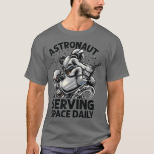 Astronaut Serving Space Daily - Funny - Planets -  T-Shirt