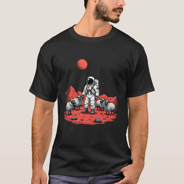 Astronaut Shepherd on Mars – Cosmic Farm Adventure T-Shirt (Front)