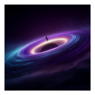 Astronaut Silhouette on Black Hole Accretion Disk  Poster
