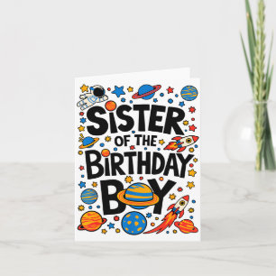 Astronaut Sister Of The Birthday Boy Planets Space Card
