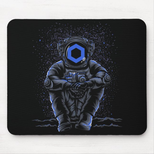 Astronaut Sitting Chainlink LINK Coin To The Moon Mouse Mat (Front)
