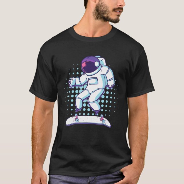 Astronaut Skateboarder In Space Gravity Zero Skate T-Shirt (Front)