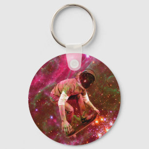 Astronaut Skateboarder Key Ring