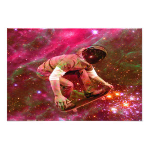 Astronaut Skateboarder Photo Print