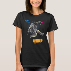 Astronaut Skateboarding In Space Between Planets M T-Shirt
