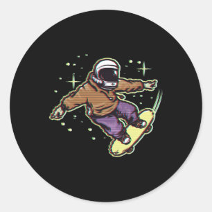 Astronaut Skater Shirt Classic Round Sticker