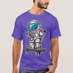 Astronaut Skating On Skateboard Kid Men Women T-Shirt