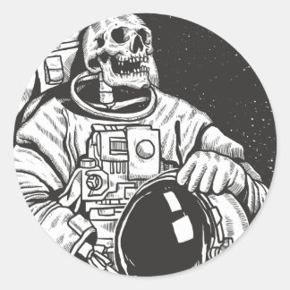 Astronaut Skeleton Spooky Skull Classic Round Sticker