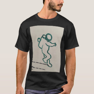 Astronaut Sketch Green On White T-Shirt